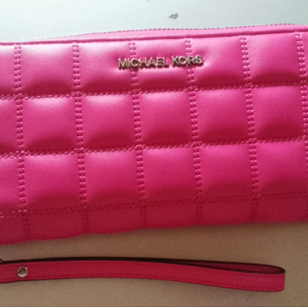 Michael Kors Pink Quilted Clutch